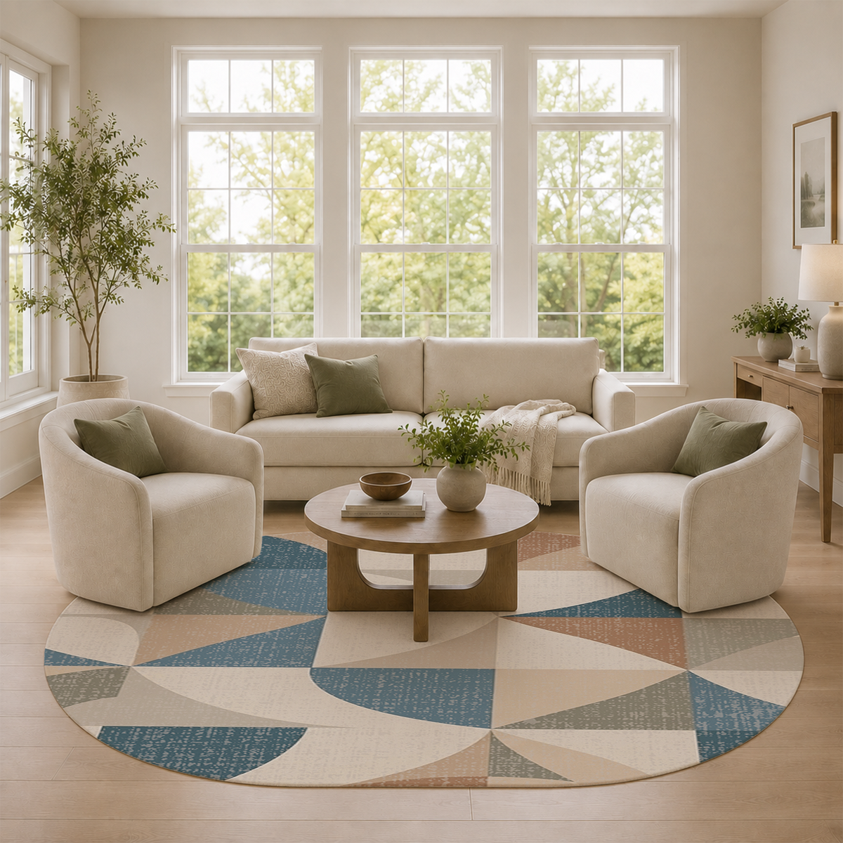 Geometric Arc Mosaic Rug