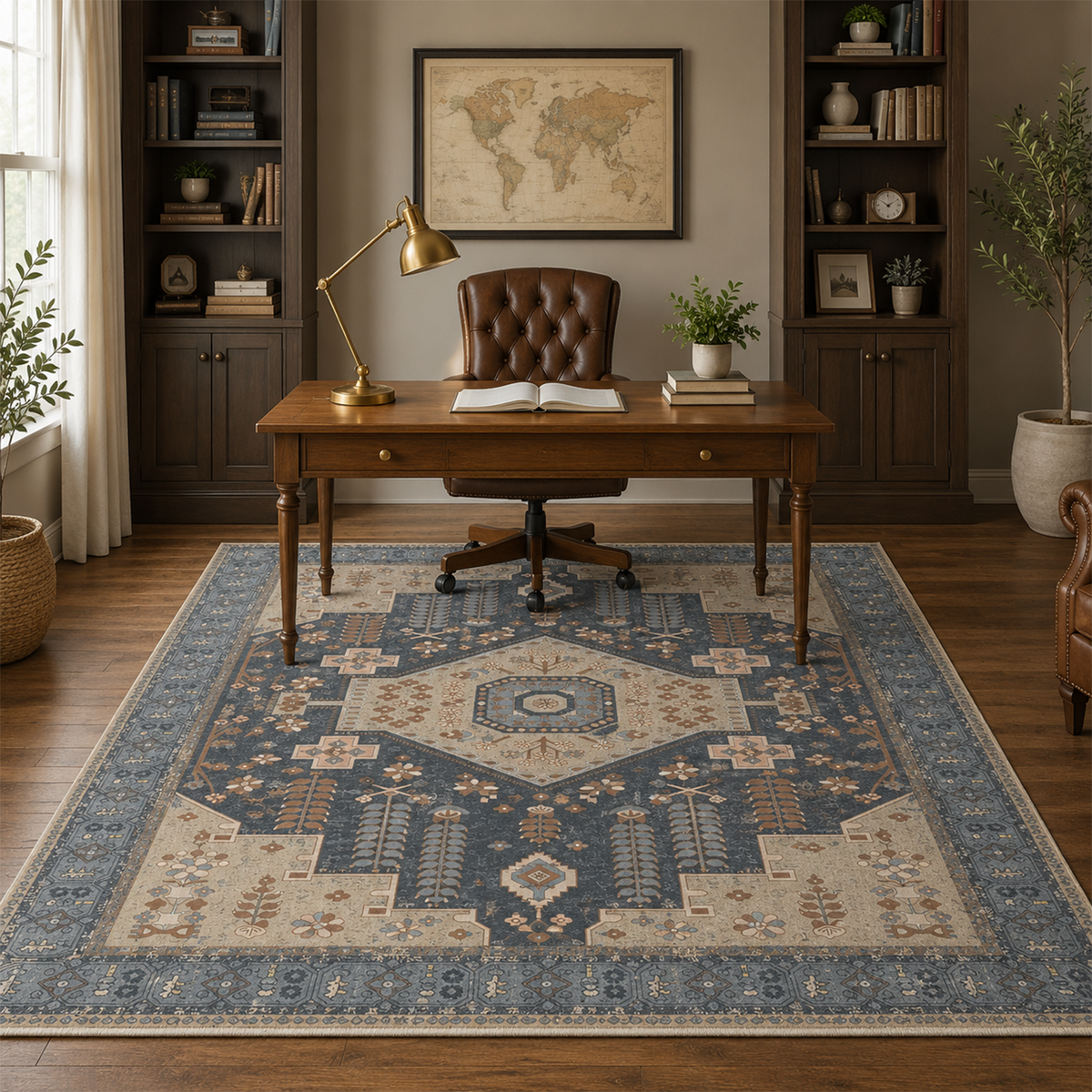 Traditional Navy Medallion Rug