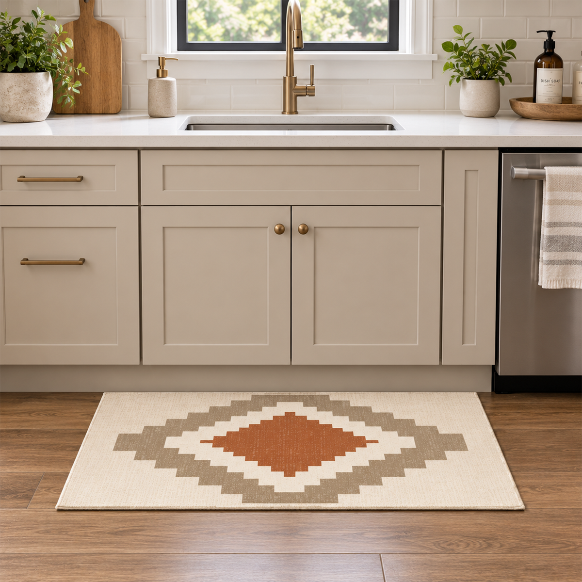 Terracotta Diamond Geo Rug