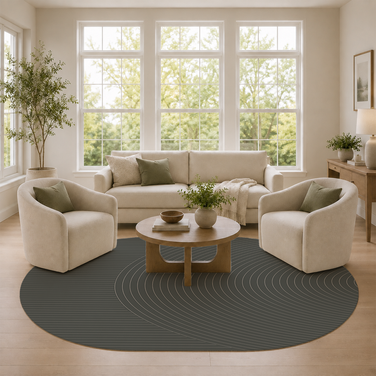 Sage Concentric Arc Rug