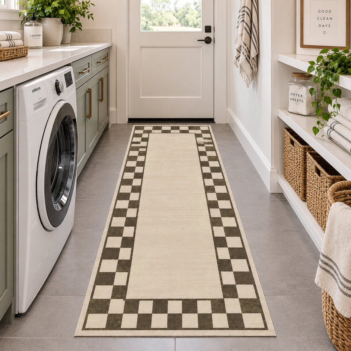 Espresso Check Frame Rug