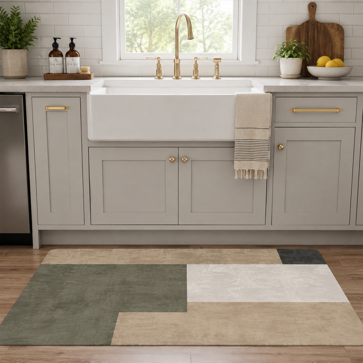 Textured Color Block Area Rug