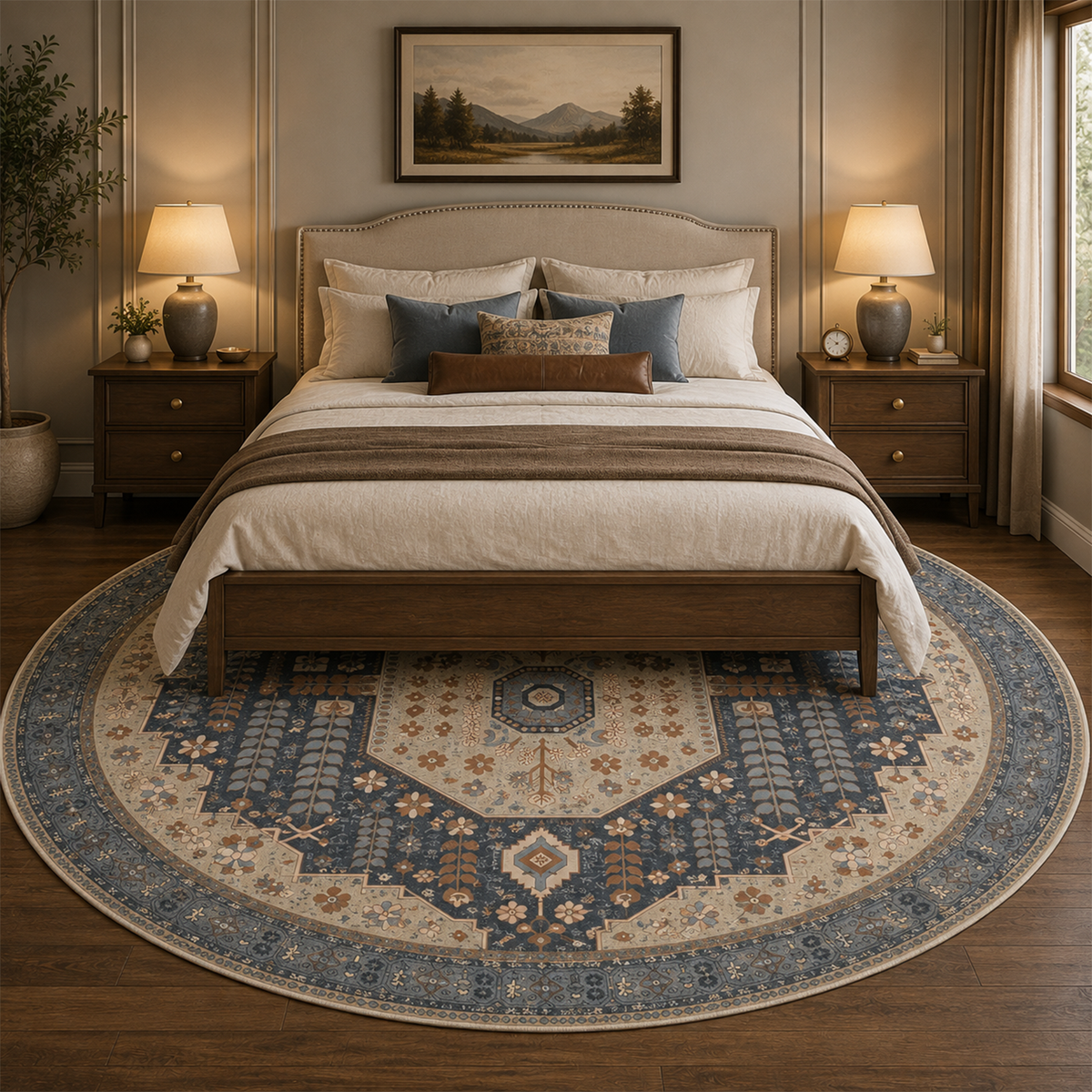 Traditional Navy Medallion Rug