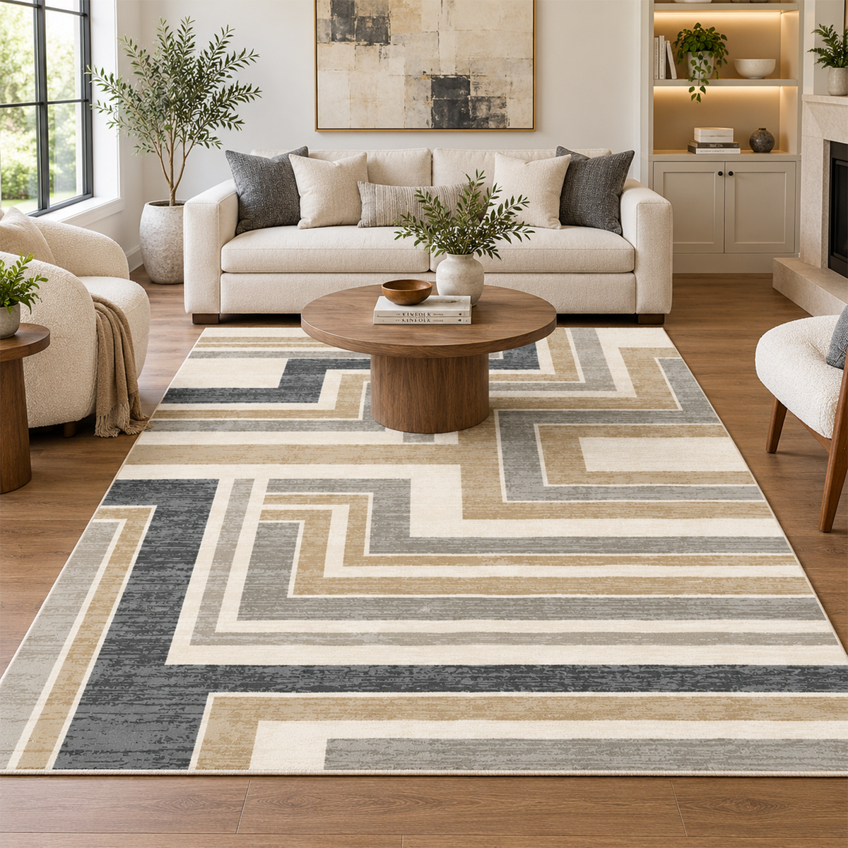 Modern Linear Maze Rug