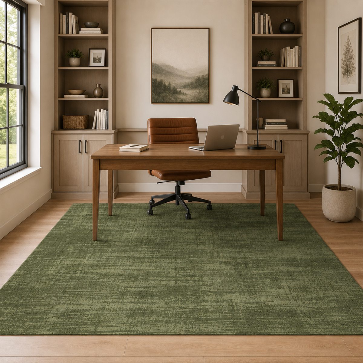 Olive Green Distressed Area Rug