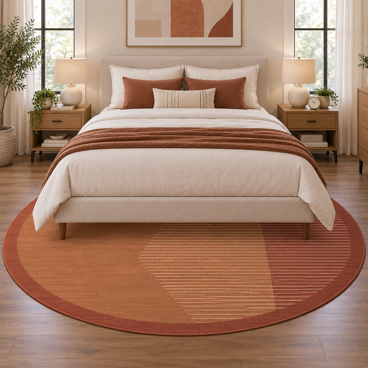 Terracotta Linear Arch Rug