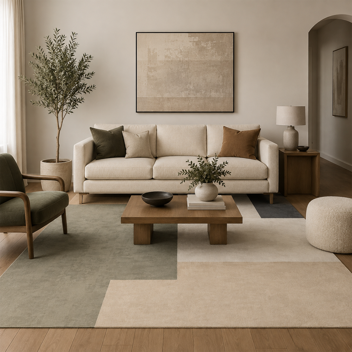 Textured Color Block Area Rug