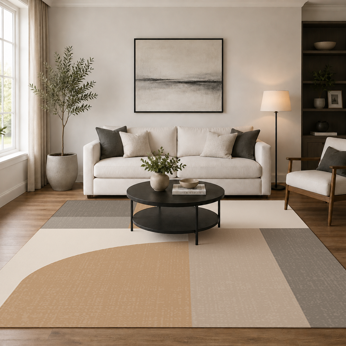 Modern Neutral Curve Rug